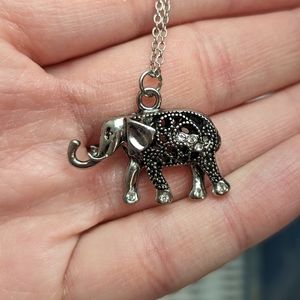 Long Silver Elephant Necklace